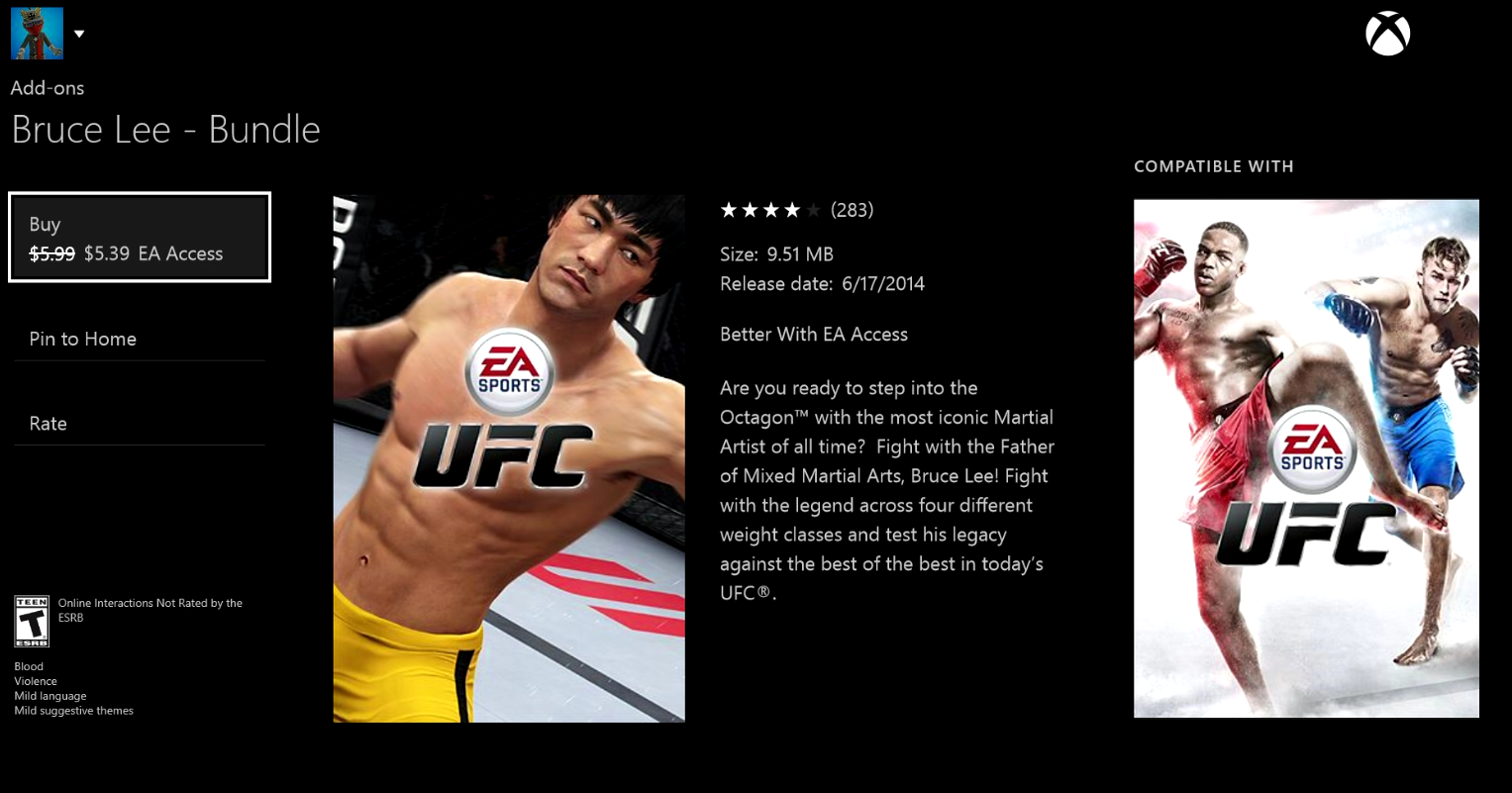 EA Access Bruce Lee UFC Xbox One Details Price Cost Vault Games