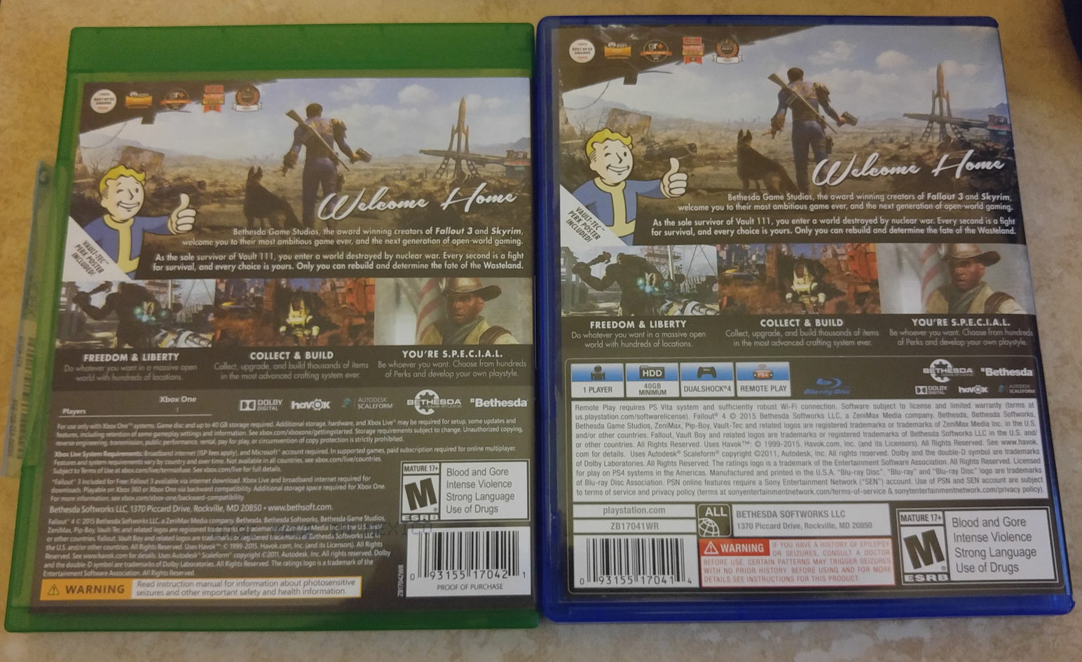 Fallout 4 Xbox One PS4 box back