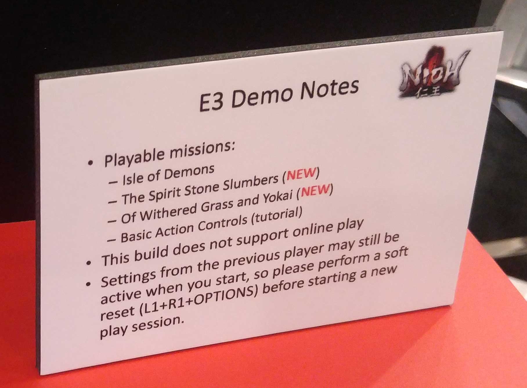 Nioh E3 demo