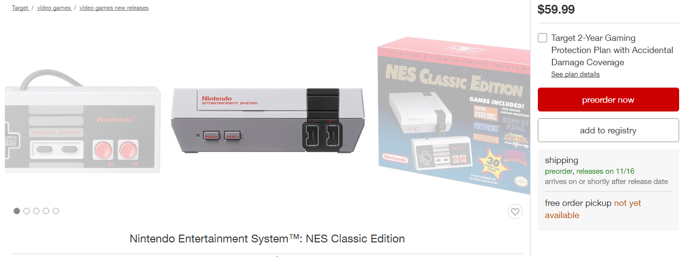 Target Preorder NES Classic Edition