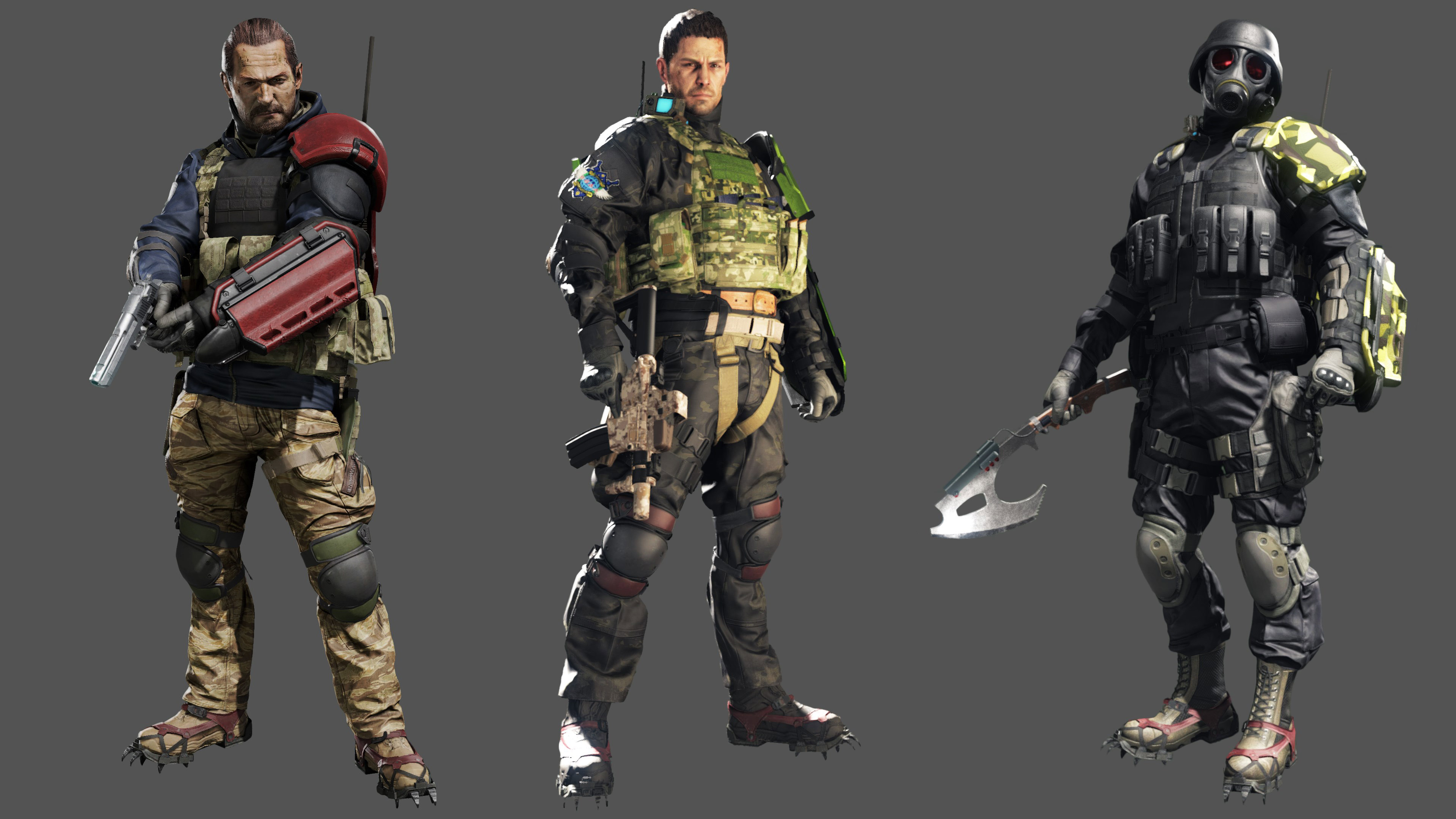 Umbrella Corps Resident Evil character skins Barry, Chris, Hunk